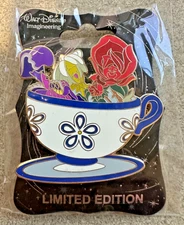 DISNEY PIN ALICE IN WONDERLAND MAD TEA PARTY GOLDEN AFTERNOON FLOWERS WDI ROSES