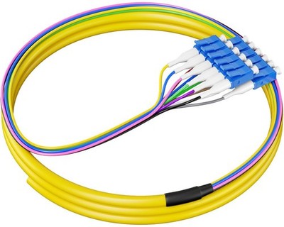 RamboCables 12 Strand LC Fiber Pigtail Single Mode, 4.9ft/1.5m, OS2-LCU-12F