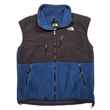 Vintage The North Face Polartec Fleece Vest Men L Blue Black Denali Full Zip Y2K