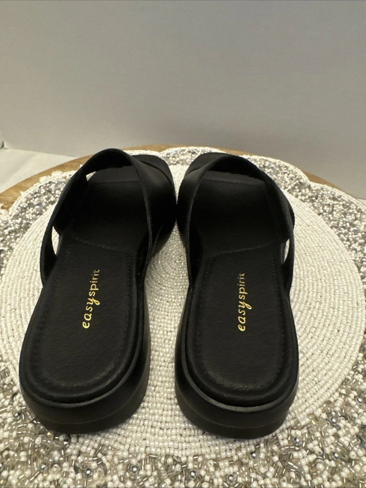Sandalias de cuero Easy Spirt para mujer negras bonitas talla 8,5 Foto 4 de 4