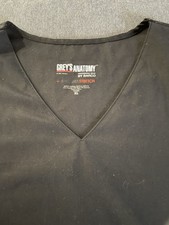 NWT Grey  s Anatomy by Barco Scrub Top Women  s XL V-Neck Black Spandex Stretch