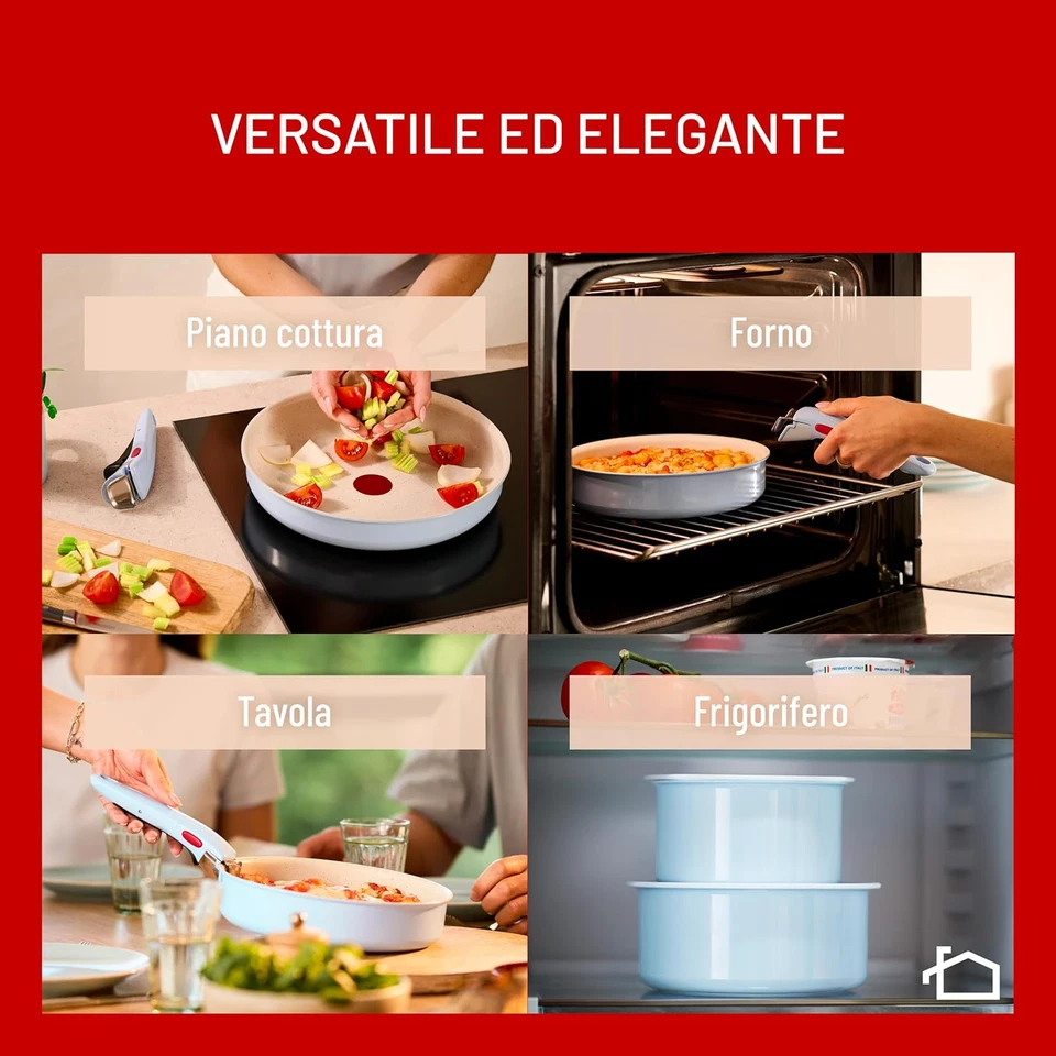 Ingenio Pastel, Set Di Padelle Antiaderenti 4 Pezzi Con Manico Rimovibile, Compa - Immagine 3 di 4