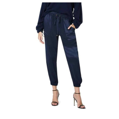 Ramy Brook Alston Crepe Satin Pull On Drawstring Jogger Pants Navy Blue large