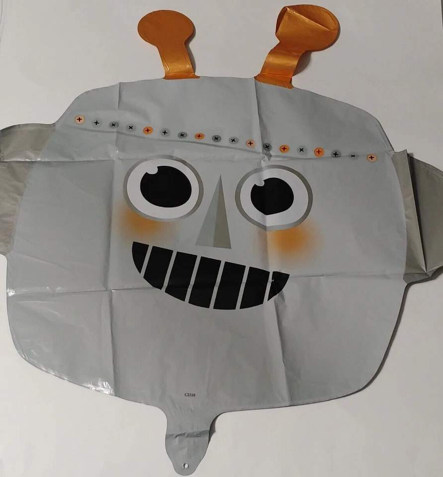 5 Globos de Lámina Auto Sellantes Robot Cabeza Engranajes Negro Helio Aire Feliz Cumpleaños Fiesta Foto 4 de 4