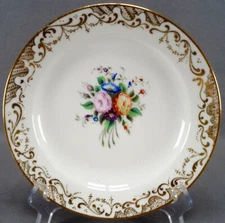 Old Paris Porcelain Mid 19th Century Ed Honore Hand Painted Floral & Gold Plate