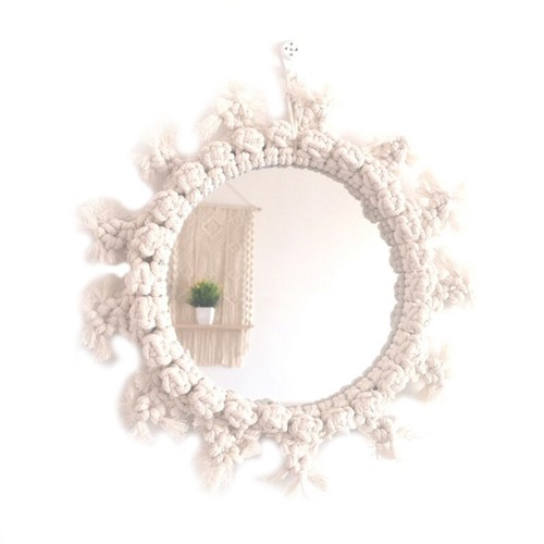 Knit Macrame Mirror Wall Decor Abstract Macrame Silhouette Wall Rustic Sculpture - Picture 15 of 15