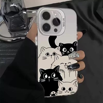 Case For iPhone 16 Pro Max 15 14 13 12 Mini 11 XS XR 6 7 8 Five Cat Phone Cover