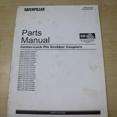 CAT Caterpillar CENTER LOCK PIN GRABBER Coupler Parts Manual Book catalog 2011