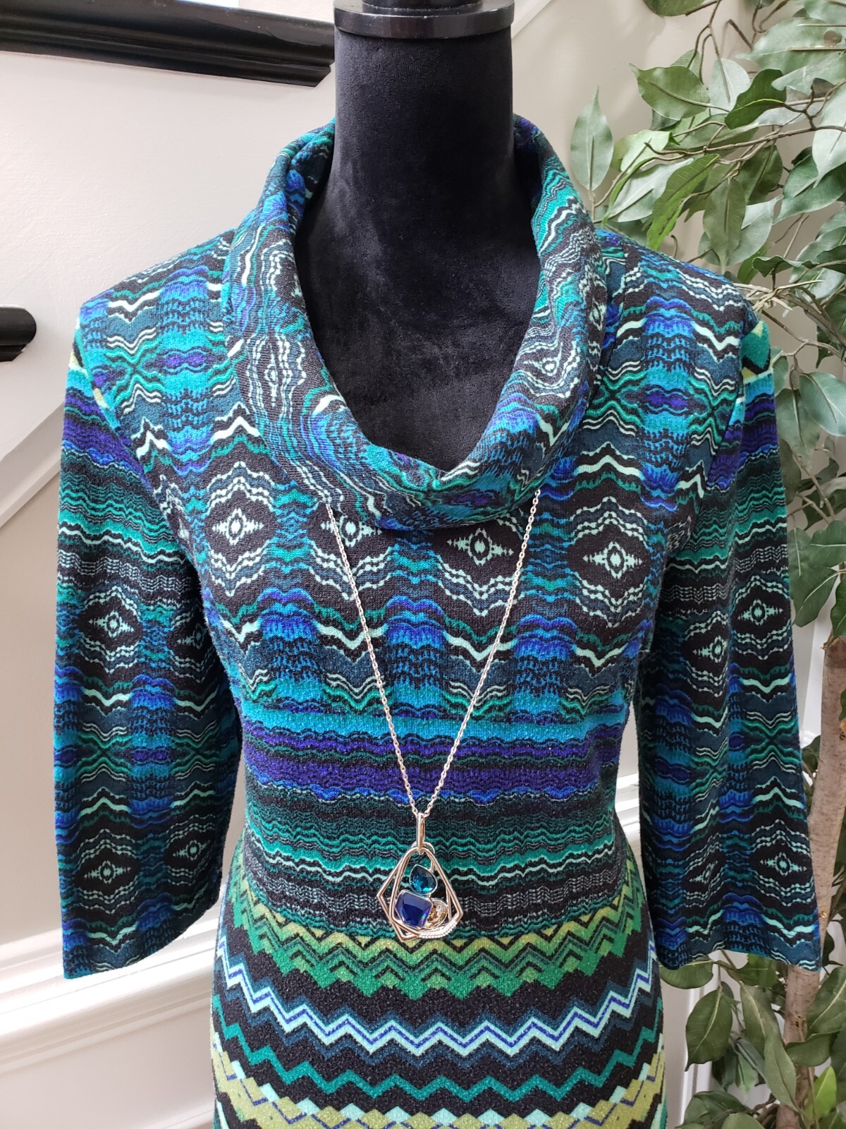 Perceptions Womens Multicolor Polyester Cowl Neck… - image 2