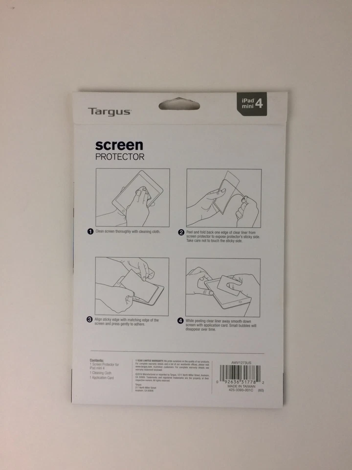 New Targus AWV1273US iPad Mini 4 Screen Protector in Sealed Package - Image 3 of 3