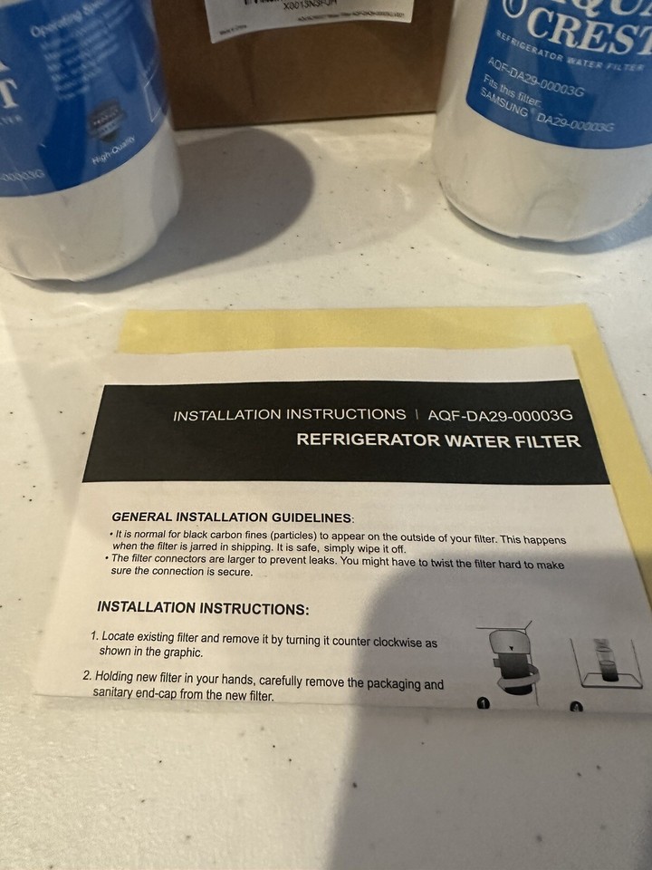 2 Pack Aqua Crest Water Filter Replacement Samsung Refrigerator AQF