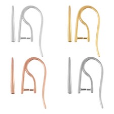 Sterling Silver Earrings Fish Hooks with Pinch Bail 19x2mm  All Platings