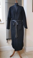 Elvi Belted Maxi Coat Jacket Overcoat Black Wool Blend Size Uk18 L New