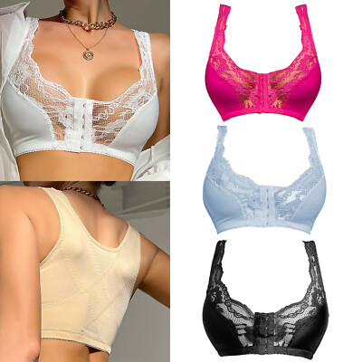 Women's Push Up Bras Front Buckle Underwear No Steel Ring Lace Bra Everyday Bra