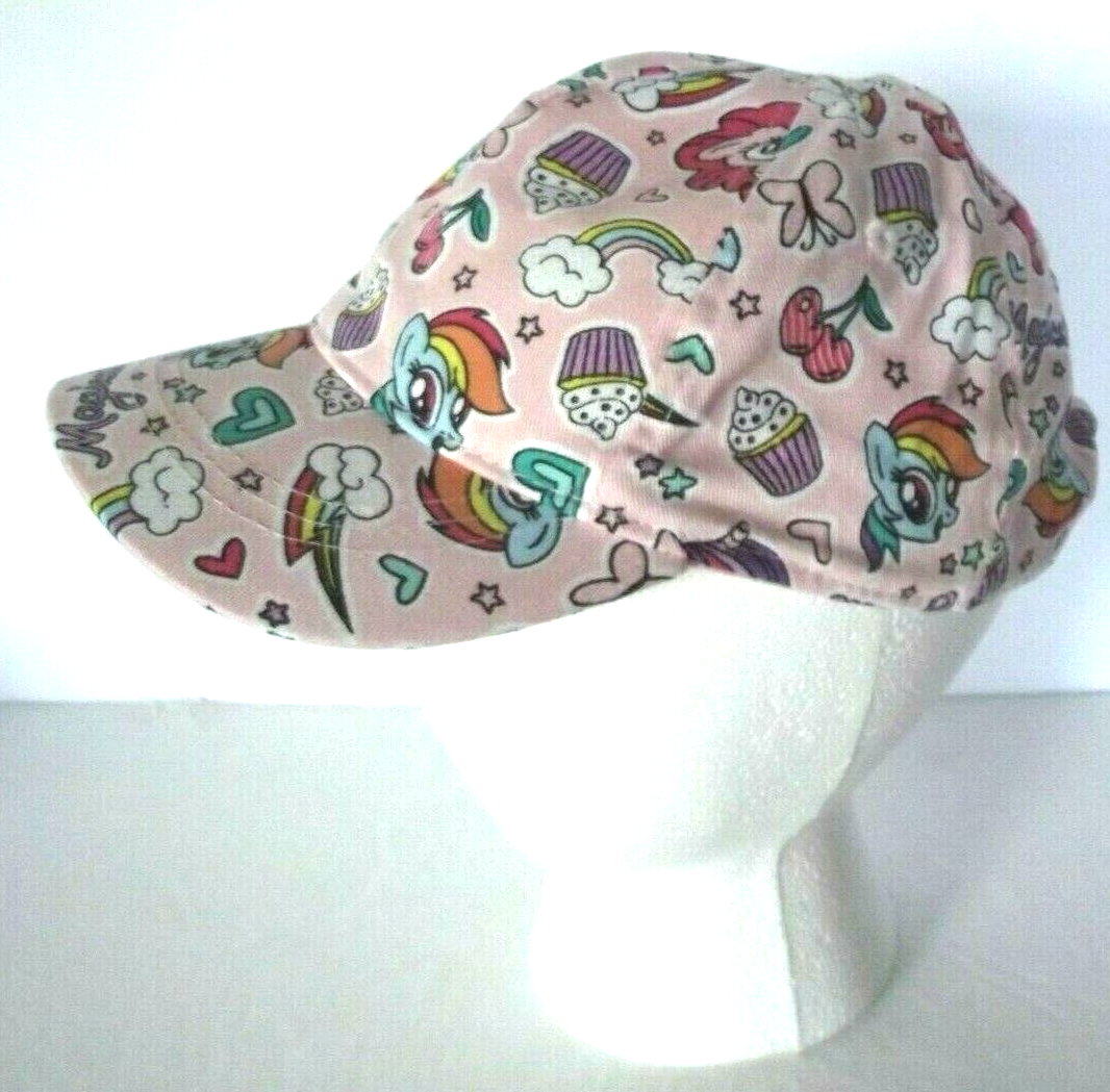 Cappello berretto bambina My Little Pony cinturino regolabile schiena rosa cuori cupcakes