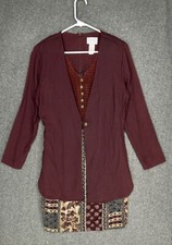 Vintage Expo Petite Dress Women's 8 Burgundy Purple Floral Jacket mini Dress Set