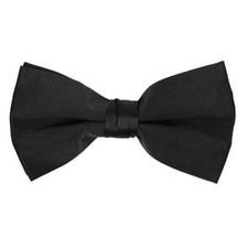 Men's Solid Color Clip On Bow Tie Black
