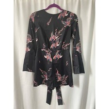 TopShop Backless Black Satin Romper Womens Size 2