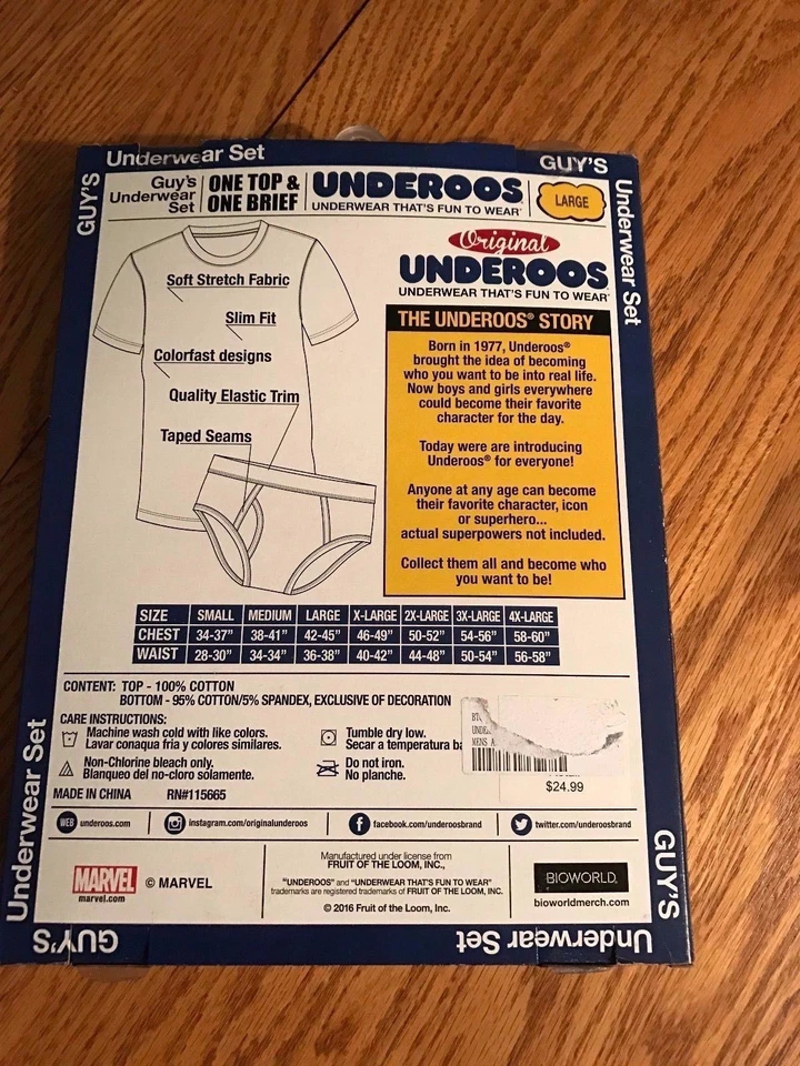 NEW NIB MEN'S GUY'S CAPTAIN AMERICA UNDEROOS UNDERWEAR BRIEF&T-SHIRT SET MARVEL - Image 3 of 4