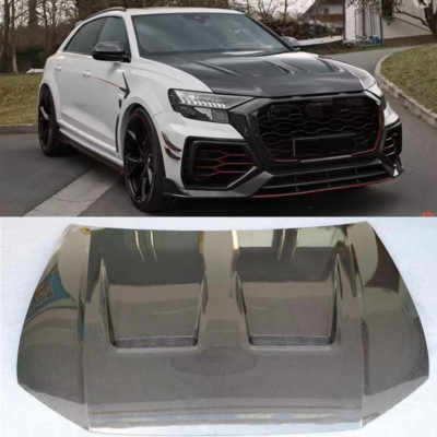 2019-2025 Real Carbon Fiber Front Hood Vented Bonnet Cover For Audi Q8 SQ8 RSQ8