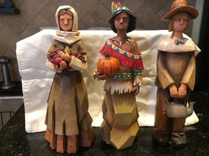 Thanksgiving figurines (12") including two pilgrims and ...