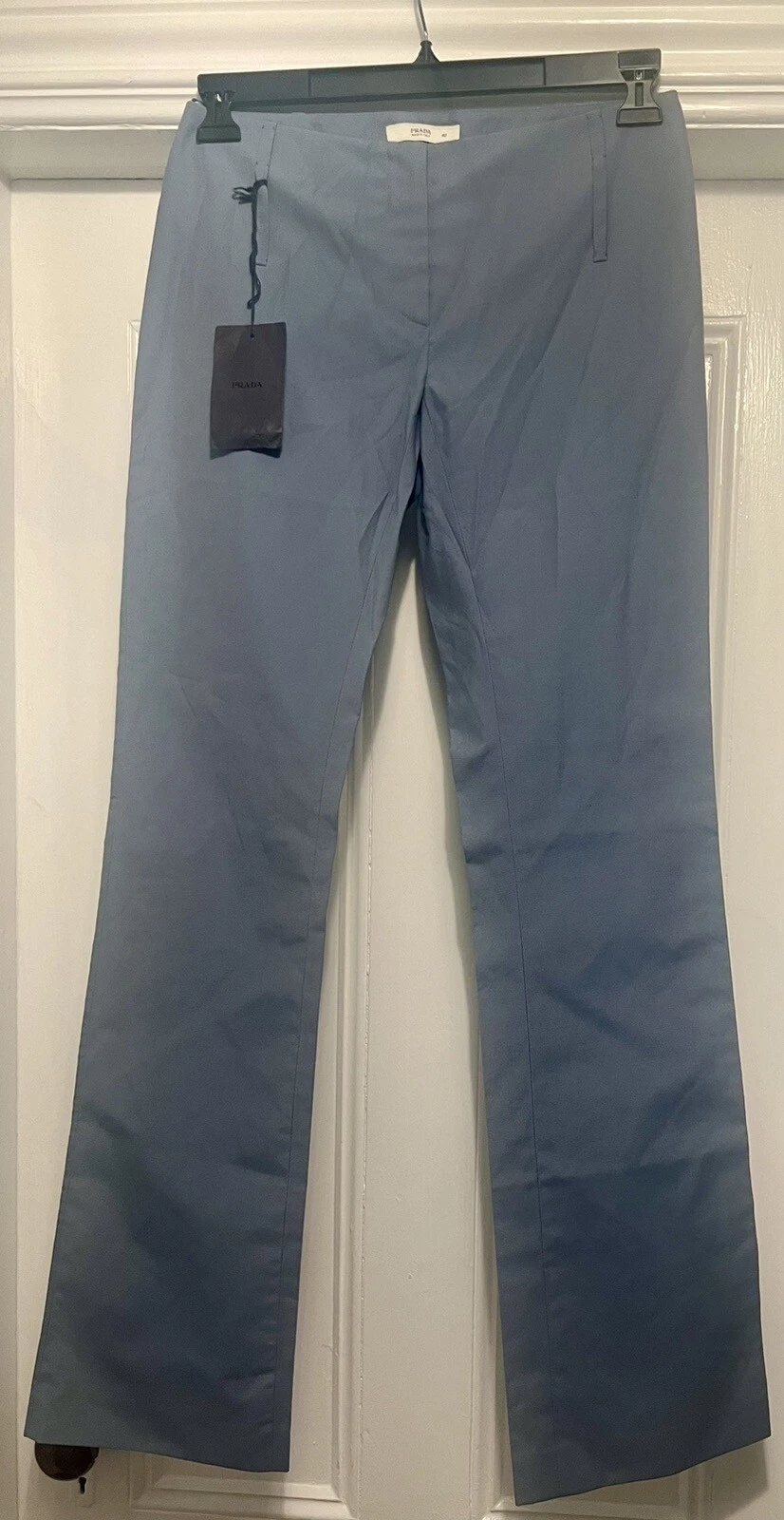 Autentici pantaloni Prada made in Italy pantaloni casual blu avio 40