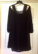 Xhilaration Cold Shoulder Black Rayon Dress W/ Lining Size M Medium Target NEW!