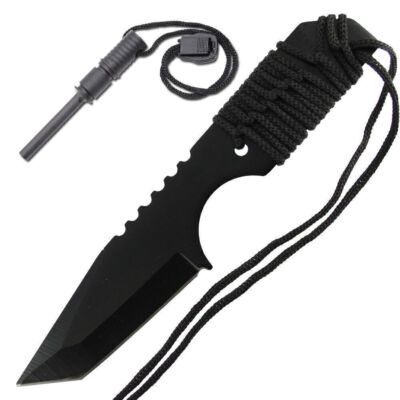 Emergency Survival Hunting Tanto Fire Starter Outdoor Camping Steel Knife