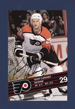 Terry Carkner signed Philadelphia Flyers team issued hockey postcard