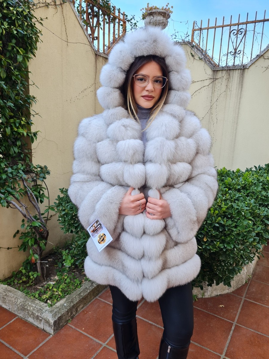 JACKET BLUE FOX FUR COAT FUCHS PELZMANTEL FOURRURE RENARD