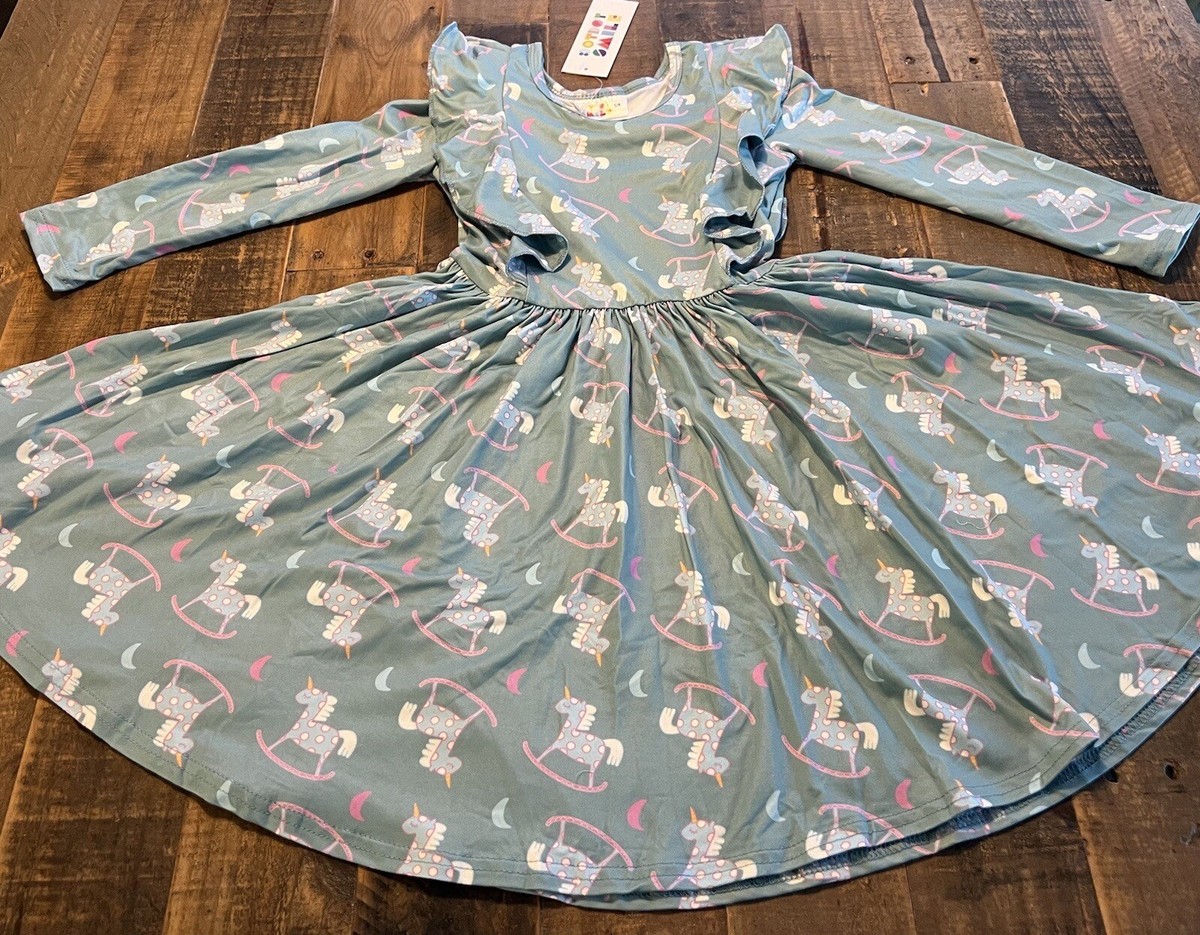 Dot Dot Smile size 5/6 girls Ruffle twirl dress new unicorn