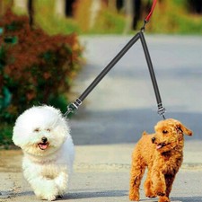 360  Swivel Tangle-Free Double Dog Walking  Training Leash w/Stretchable Bungee