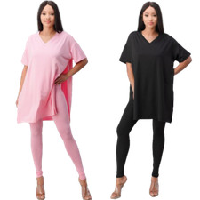 Two-Piece Legging Lounge Set Oversize V-Neck Top and Pant Set Causal Set