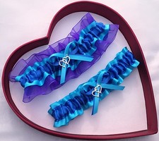 NEW Bridal Wedding Garters Royal Blue Turquoise Purple Prom