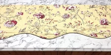 Ellis Curtain Scalloped Valance Buttercream Yellow Pink & Red Flowers 69"