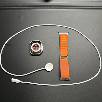 Apple Watch Ultra 49mm Titanium Case with Orange Alpine Loop, Medium (GPS +...