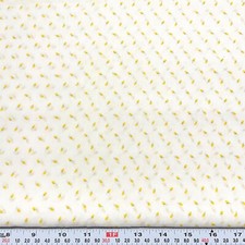 Vintage Yellow Rosebud Florals on Off White Cotton Blend Fabric by the HALF YARD