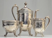 1800's Reed & Barton 3 Pc Aesthetic Movement Silverplate Tea/ Coffee set