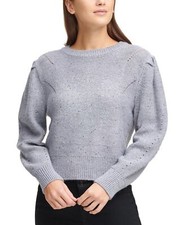 DKNY Sweater Embellished Snowflake Gray Women Sz XS NEW NWT 517