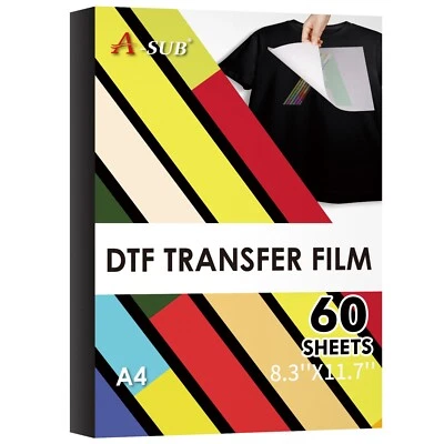 60PK A-SUB DTF Film A4 - DTF Transfer Film - Sublimation Paper for Dark Fabric