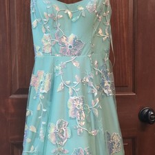 Green Floral Embroidered Ballgown Prom Dress