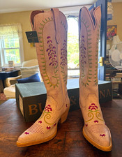 Buck & Brana Sophia Purple Leather Knee High Western Boots Floral Embroidered 6