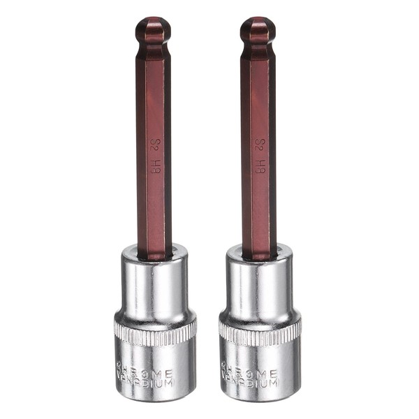 "2X 8Mm Kugelkopf Sechskant-Bit 1/2\" Antrieb S2 Stahl FüR CR-V"-image
