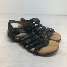 VIONIC Harissa Adjustable Orthotic Sandal Black Leather Comfort Strappy Size 7