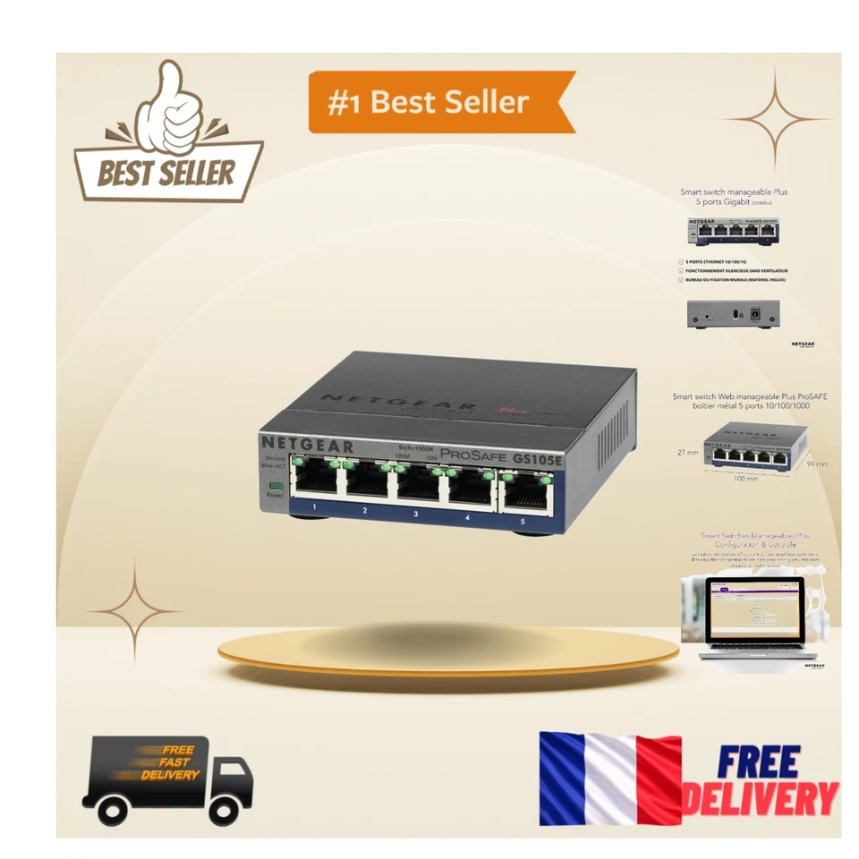 Netgear Gs105e Switch ProSafe 5 ports Gigabit manageable
