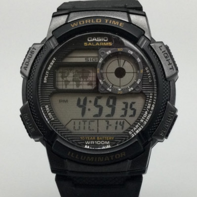 Casio World Time Watch Men 3198 AE-1000W 44mm Black Backlight 5 Alarms