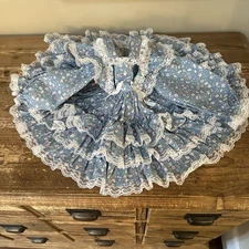 VTG Mini World Circle Blue Ditsy Floral Dress Ruffle Lace Baby Girl 6mo