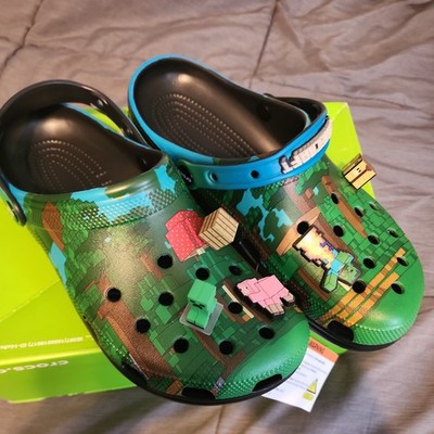 NEW MENS MINECRAFT CREEPER CLASSIC CLOG CROCS SIZE 11