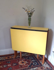 Vintage Yellow Formica Drop Leaf Table Mid Century