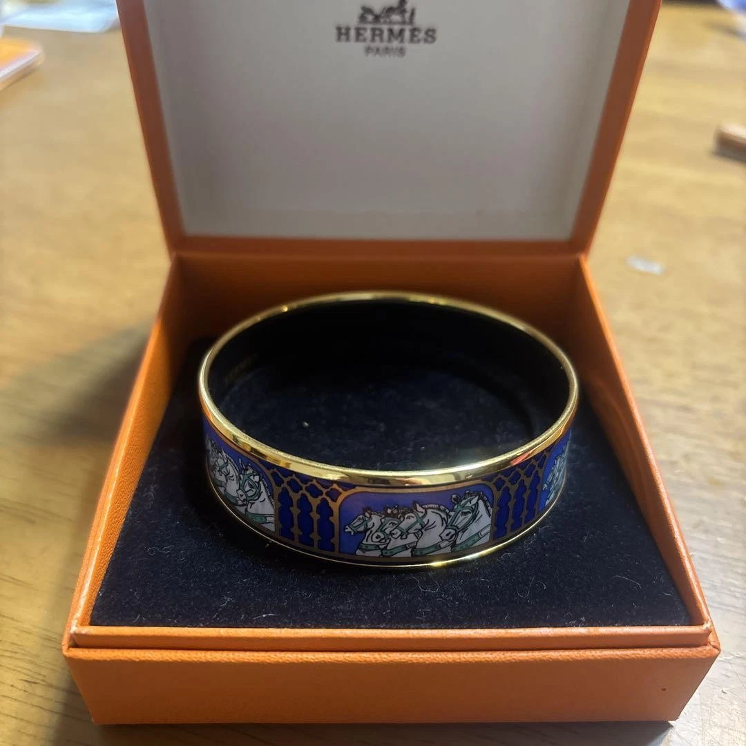 HERMÈS Bracciale Hermes smaltato blu oro ottimo usato senzala sca 6 5lici pollicico